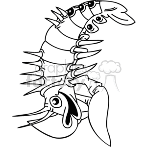 The clipart image depicts a humorous and stylized illustration of a lobster. This cartoon lobster has large, exaggerated eyes and a comical expression.
