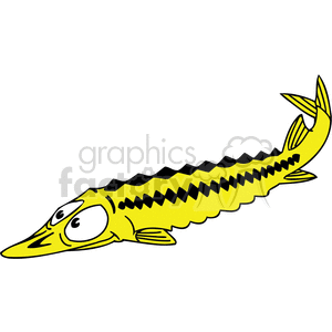 A long yellow fish with black diamonds on its back