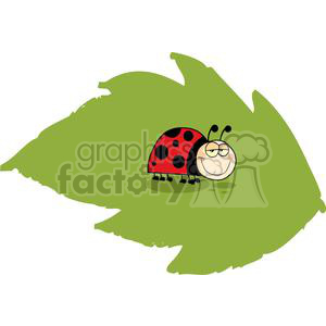 Mascot Cartoon Character Ladybug On Green Leaf