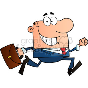 Businessman Running To Work With Briefcase