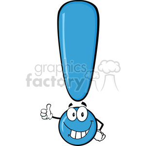 6288 Royalty Free Clip Art Blue Exclamation Mark Cartoon Character Giving A Thumb Up