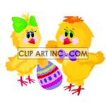 Animated flapping winged Easter chicks with egg