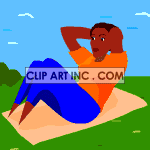 animated cartoon man doing sit ups