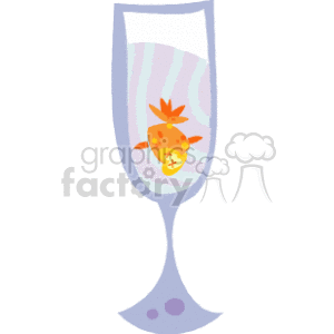The clipart image shows a simple drawing of a fish inside a wine glass.
