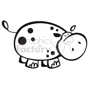 The image shows a line art drawing of a hippo. It has thick black lines around the edge, and spots on its body