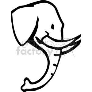 This clipart image shows a simple, stylized profile of an elephant, featuring its large ear, distinctive trunk, and curved tusk.