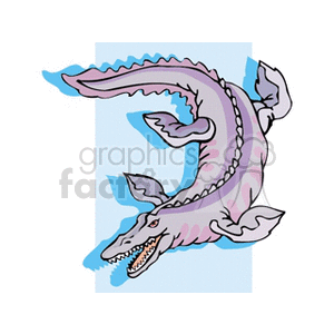 The clipart image features a stylized representation of a prehistoric marine reptile that resembles a mosasaurus or a similar type of ancient aquatic dinosaur.