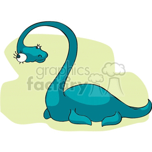 The image shows a cartoon of a stylized blue dinosaur that resembles a sauropod, known for their long necks and tails. The dinosaur has a playful and whimsical design, with large eyes and a smiling face, which suggests that this image is likely aimed at a young audience or for use in humorous content.