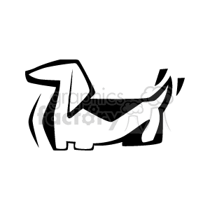 The image is a black and white clipart of a dachshund dog. It is a stylized representation with clear outlines and filled-in black areas, depicting the distinctive long body and short legs characteristic of the dachshund breed.