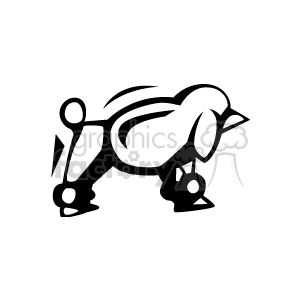 The clipart image depicts a stylized representation of a dog. It is a simple black and white graphic, with abstract shapes and lines forming the body, legs, tail, and head of the dog. The image is minimalistic, focusing on the silhouette and basic features of the canine.