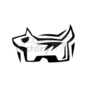 The image is a black and white clipart of a stylized dog. It has a simplified and abstract design, with angular lines and shapes forming its body and features.