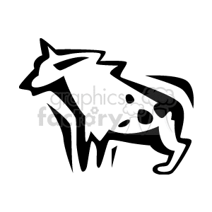 The clipart image features a stylized representation of a canine animal, likely intended to be a dog. It shows the animal in profile, with spots on its body, which could lead to some confusion with a hyena, but the overall shape is more indicative of a dog.