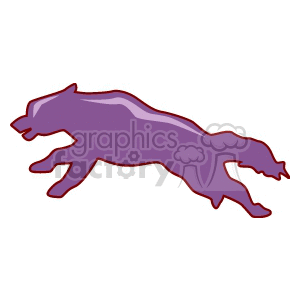 The clipart image is a simple, stylized representation of a dog. The image appears to depict a purple canine figure in mid-run, with an emphasis on the body's streamlined shape and motion.