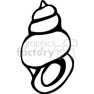 The image is a simple black and white clipart of a sea shell, which is a hard, protective outer layer created by an animal that lives in the sea, typically a mollusk. The shell is spiraled with distinct whorls, typical of many seashell designs.