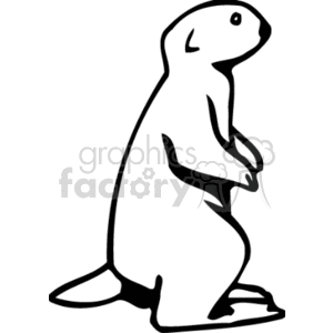 The clipart image shows a simple line drawing of a prairie dog. The prairie dog is depicted standing on its hind legs in a typical alert posture.