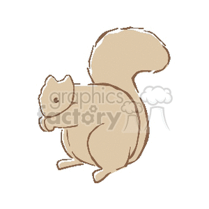 This is a simplified clipart image of a squirrel. The squirrel is facing left with its bushy tail curved upwards and over its body. It's a stylized representation with minimal detail.