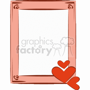 This is a clipart image featuring a decorative border or frame with a romantic theme. The overall design is simple and elegant, suitable for framing a picture, message, or for use in Valentine's Day or romantic-themed crafts and decorations.