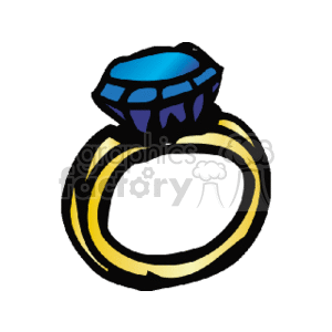The clipart image depicts a ring with a gold band and a large blue gemstone. It appears to be reminiscent of a piece of fine jewelry, possibly representing an engagement ring or a precious fashion accessory.
