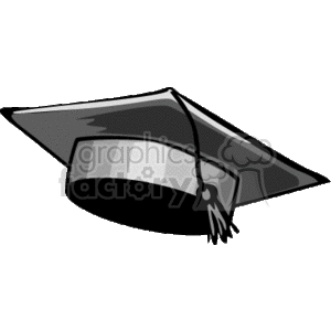 This clipart image features an illustration of a graduation cap, also known as a mortarboard. It has a silver or grey band around its base, indicating the headband, and a tassel attached at the center. The tassel appears to be hanging on one side, signifying that it's ready for the traditional tassel-turning ceremony typical of graduation events.