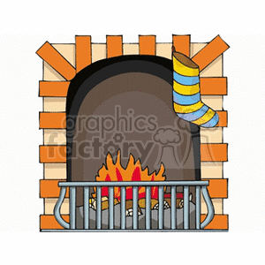 fireplace with a Single Christmas Stocking