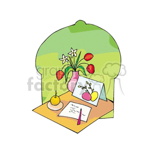 Flowers fruit and easter card