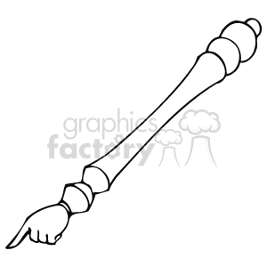 The image is a black and white line art of a pointing hand, resembling a traditional hand-shaped pointer or a cursor used in digital interfaces. 