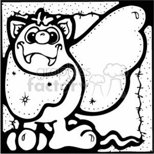 The clipart image features a cartoon-styled representation of a cute bat with large, playful eyes, oversized ears, and expansive wings. The bat appears to have a friendly and whimsical design, with a wide grin that seems non-threatening, contrasting with typical scary Halloween imagery. 