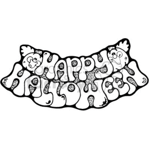 The clipart image shows a stylized text that reads Happy Halloween, with each letter designed to look like a Halloween-themed element such as ghosts, pumpkins, and spooky patterns. The font is fun and playful, communicating a lighthearted holiday spirit.