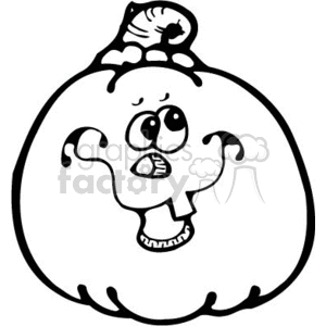 This clipart image features a cartoon-style Halloween pumpkin with a scared expression. The pumpkin appears to be frightened, with wide eyes and a gaping mouth, suggesting a spooky or fun theme typical of Halloween imagery.