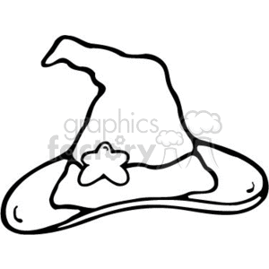 The clipart image depicts a witch's hat, a common symbol associated with Halloween. The hat is illustrated in a whimsical style with a floppy brim and a star-shaped adornment on the band.