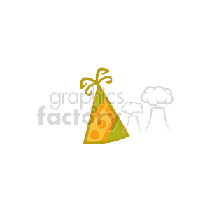 The image appears to be a clipart of a party hat typically associated with celebrations like New Year's parties or other festive holidays. The hat is cone-shaped with a polka dot pattern and a ribbon tied at the top.