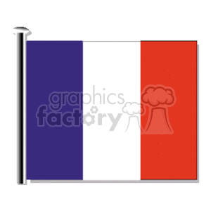 The image displays a clipart of the national flag of France, commonly known as the French Tricolore. The flag consists of three vertical bands of equal width, displaying the colors blue, white, and red from left to right.