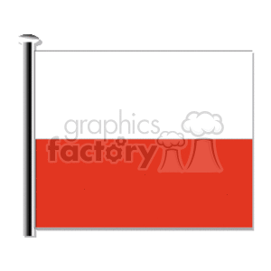 This clipart image displays the national flag of Poland, which consists of two horizontal bands of equal width, the upper one white and the lower one red.