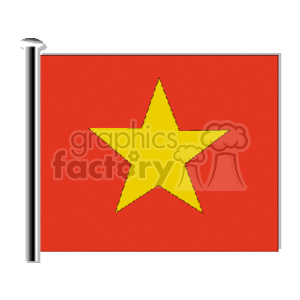 The clipart image depicts the national flag of Vietnam. It features a red background with a large, centered five-pointed yellow star.