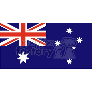 The image is a clipart representation of the national flag of Australia, which features the Union Jack in the upper hoist quarter, the large seven-pointed Commonwealth star below it, and the Southern Cross constellation on the right side of the flag, represented by one small five-pointed star and four larger seven-pointed stars.