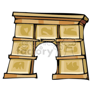This clipart image features a stylized representation of a famous international landmark, which appears to be an arch or triumphal arch. It has a distinctive facade with multiple arched openings and detailed relief work, which might be indicative of classical Roman architecture.