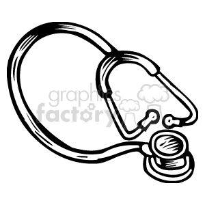 The image is a simple black and white clipart of a medical stethoscope. The stethoscope is depicted traditionally with a tubing, a chest piece with a diaphragm, earpieces, and a Y-shaped tube connecting the earpieces to the diaphragm.