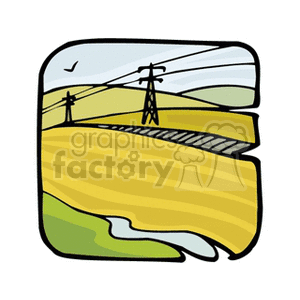 Field with powerlines running through it