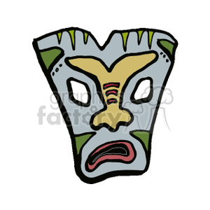 Tiki mask blue and green
