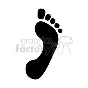 The image is a simplistic black and white clipart of a bare human footprint. It shows the outline of an adult-sized foot with all five toes.