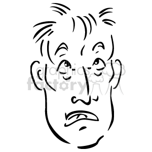 The clipart image depicts a line drawing of a person's face. The face has notable features such as eyes, eyebrows, a nose, a mouth, and hair, all created with simple line work.