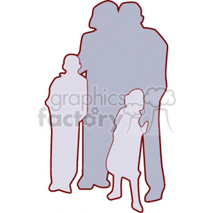 Silhouette of mother and a father with a boy and girl