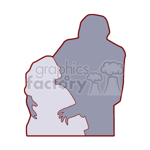 Silhouette of a man hugging a little girl
