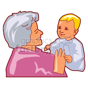 Grandmother holding a small child