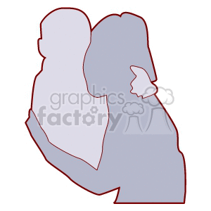 Silhouette of a mother and child hugging
