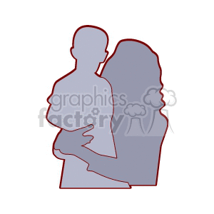 Silhouette of a mother hugging her son