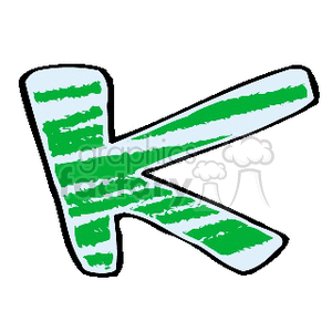 Green and white letter K