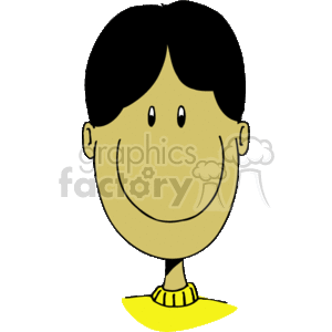 This clipart image depicts a stylized illustration of a young boy with a large, happy smile. The boy has dark hair, simple eyes, and a cheerful expression.