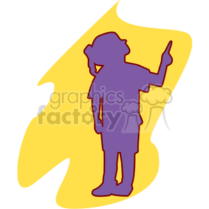 A silhouette of a girl pointing