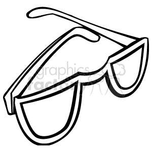 The image shows a simple clipart of a pair of sunglasses. These sunglasses have a classic design with dark-tinted lenses and a thin frame, and they are depicted in a black and white color scheme.